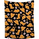 ZHONGKUI Chicken Nugget Blanket,Dino Nugget Blankets Gift Soft Cozy Plush Bedding Blanket,Fuzzy Flannel Fleece Funny Food Ketchup Blanket for Couch Sofa Camping,40"x50"-Throw Size for Kids