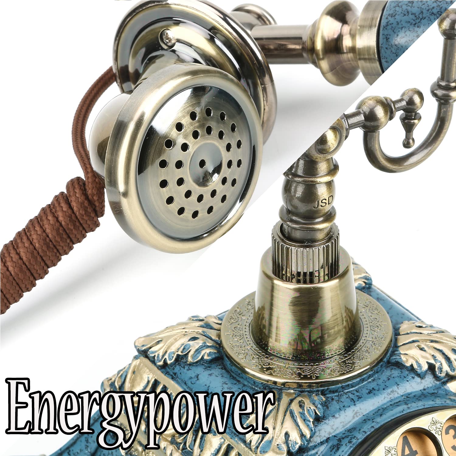 EnergyPower Luxury Antique Dial Phone Analog Phone No Power Required Mechanical & Electronic 2 Kinds of Bell Retro Interior Old European Style Landline Phone Black Phone Vintage Rotating Cafe Hotel