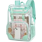 Fuyicat Clear Backpack Heavy Duty PVC Transparent Girls Kids School Backpacks Stadium Approved See Through College Bookbag for Women (Green), Large