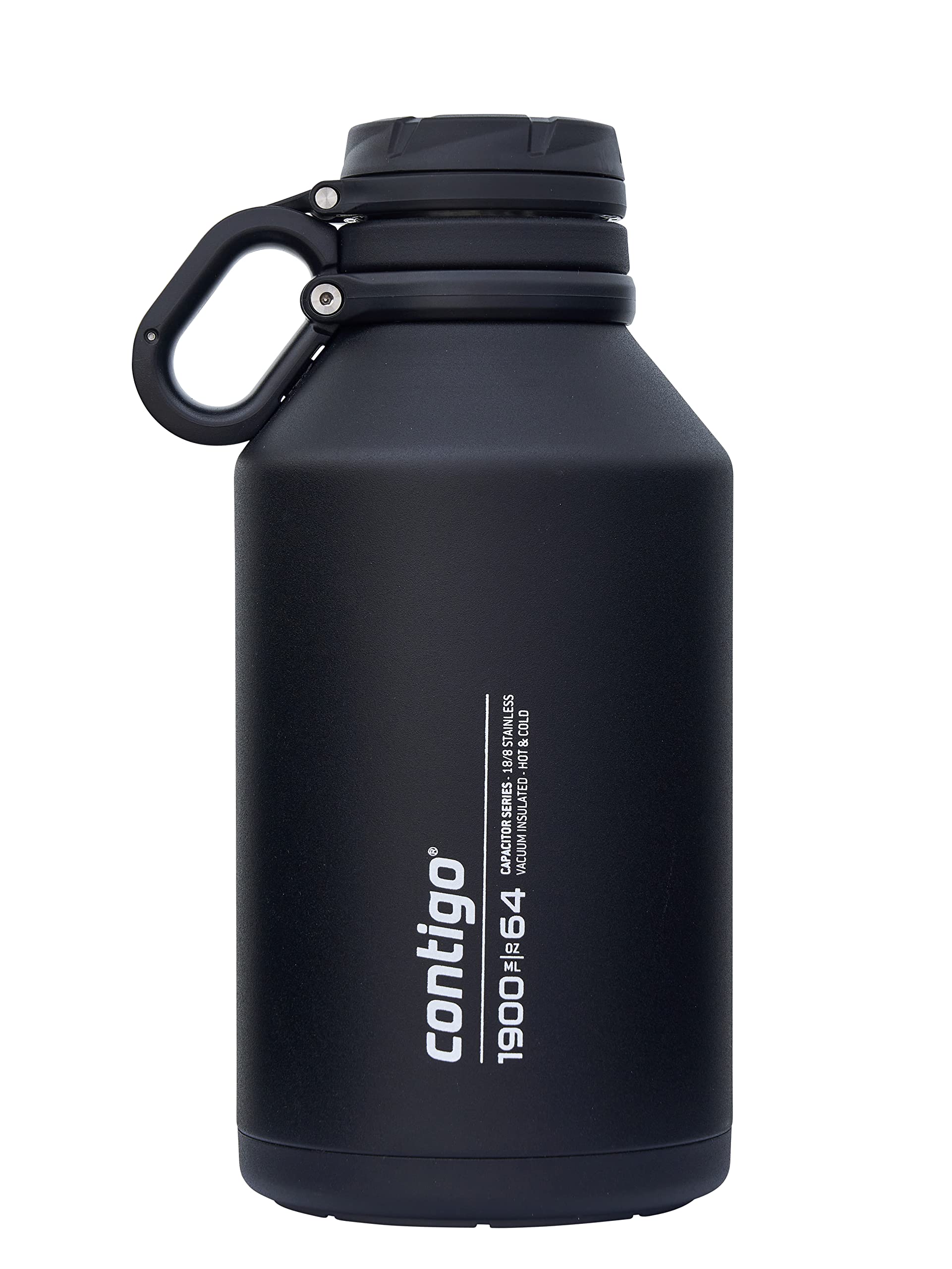 Contigo Grand stainless steel drinks bottle, 100 % leakproof, extra large water bottle with wide screw-top lid, keeps drinks cold for up to 30 hours, premium outdoor insulated bottle, 1900 ml