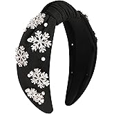 Gmmidea Christmas Snowflake Headbands for Women Crystal Pearl Tree Snowflake Knotted Headband Embellished Wide Twist Xmas Hairband Holiday Christmas Headpiece Outfits Accessories