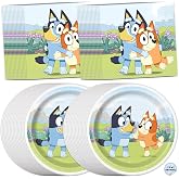 Bluey Plates and Napkins 32-Pack, Dessert Sized, Bluey Birthday Decorations | Officially Licensed Bluey Party Decorations, Made in USA