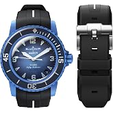 BONACE Strap For Blancpain Swatch, Curved Soft Rubber Waterproof Replacement Strap For Swatch Blancpain Fifty Fathoms, 22mm Quick Release Band For Men Women With Remove Tool Kit