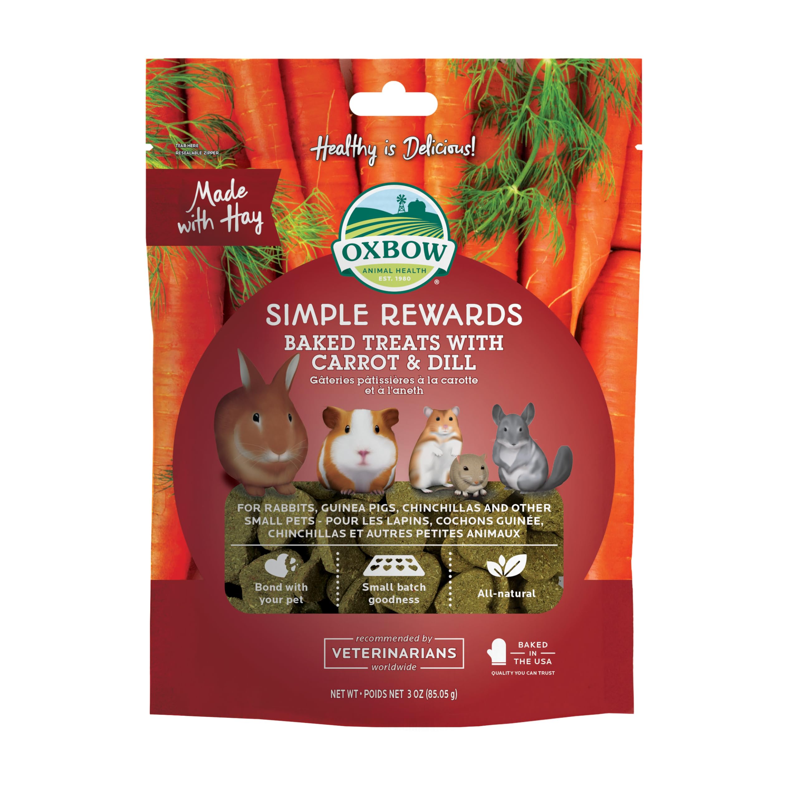 Oxbow Carrot and Dill Simple Rewards Baked Treats, 85.05 g (Pack of 1)