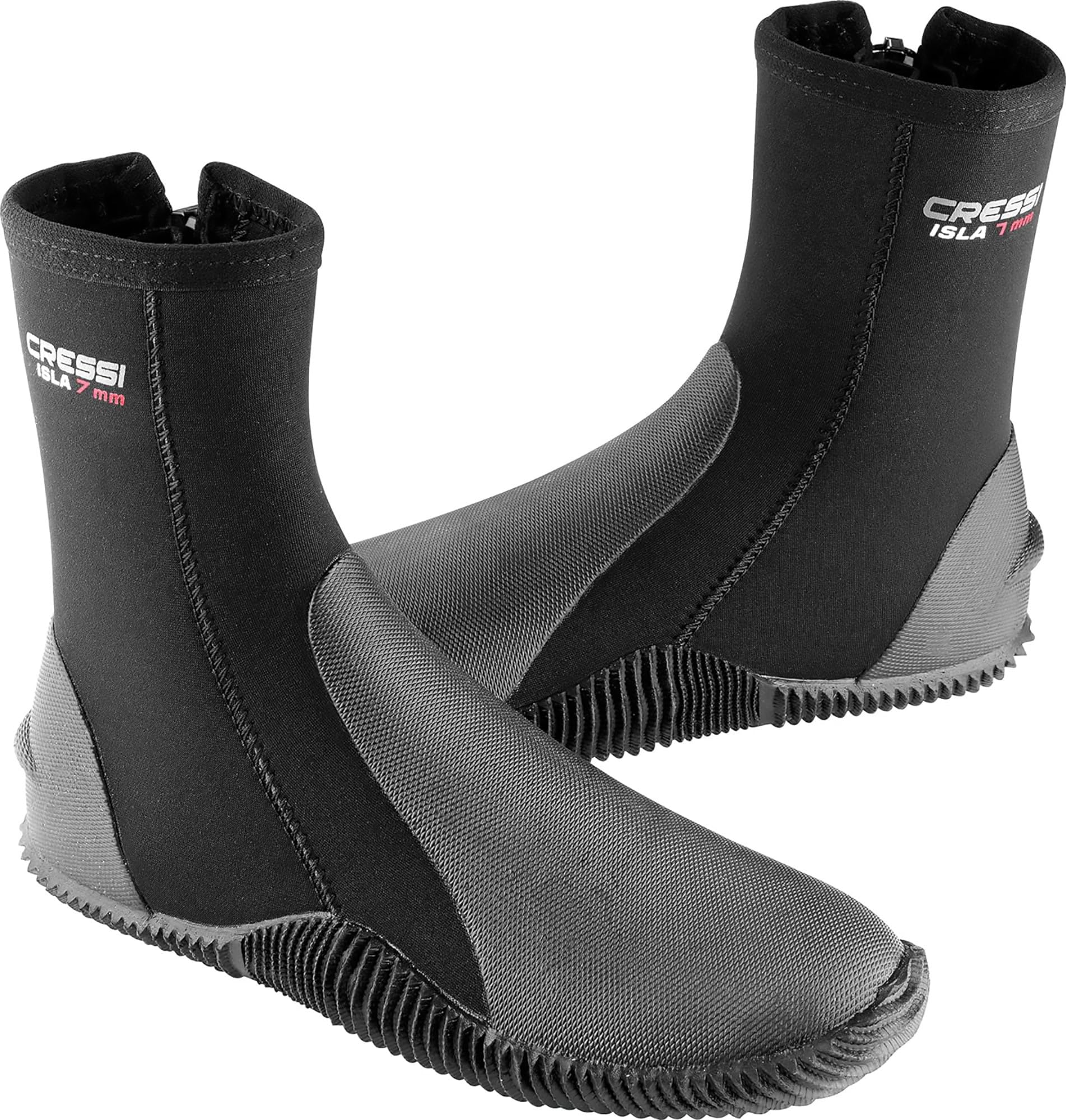 Cressi Isla W/Sole Boots Black/Red 5mm M_UK 7/7.5_EU 40/41 Unisex Diving Neoprene Boots with Rubber Soles