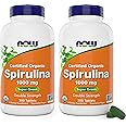 NOW Foods Organic Spirulina 1000mg Tablets - 300 Count (Pack of 2) - Non-GMO, Super Green Whole Food Supplement - Double Strength 1000 mg - Naturally Occurring Beta-Carotene (VIT A), B-12 and GLA