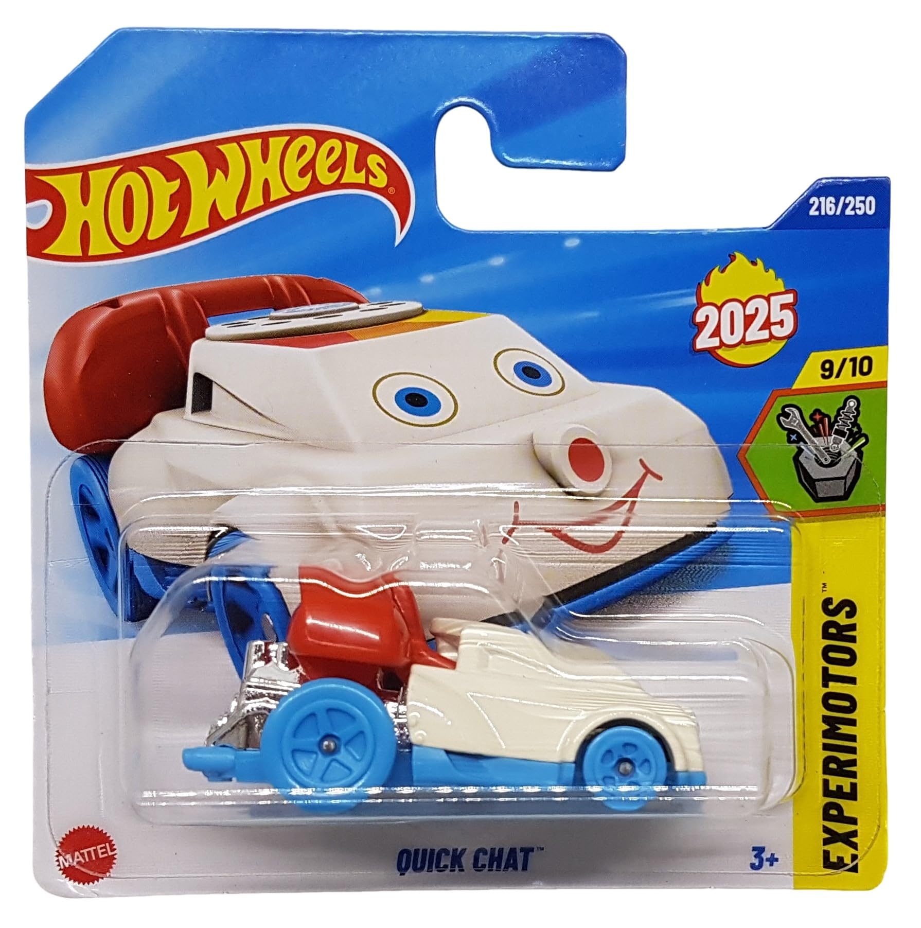 Hot Wheels Quick Chat HYW45 Experimotors 9/10 Short Card Retro Phone Design Mattel 2025 1:64