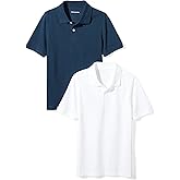 Amazon Essentials Boys' Uniform Short-Sleeve Pique Polo Shirts, 2-Pack