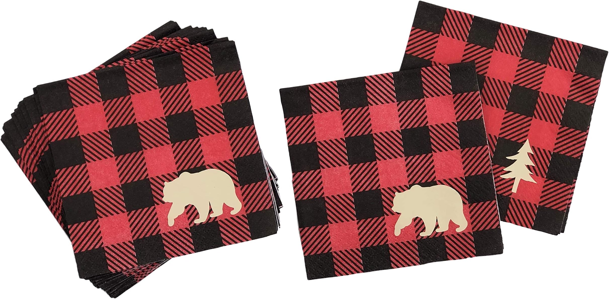 Lumberjack Party Napkins - Buffalo Plaid Birthday Baby Shower Supplies 16 Set