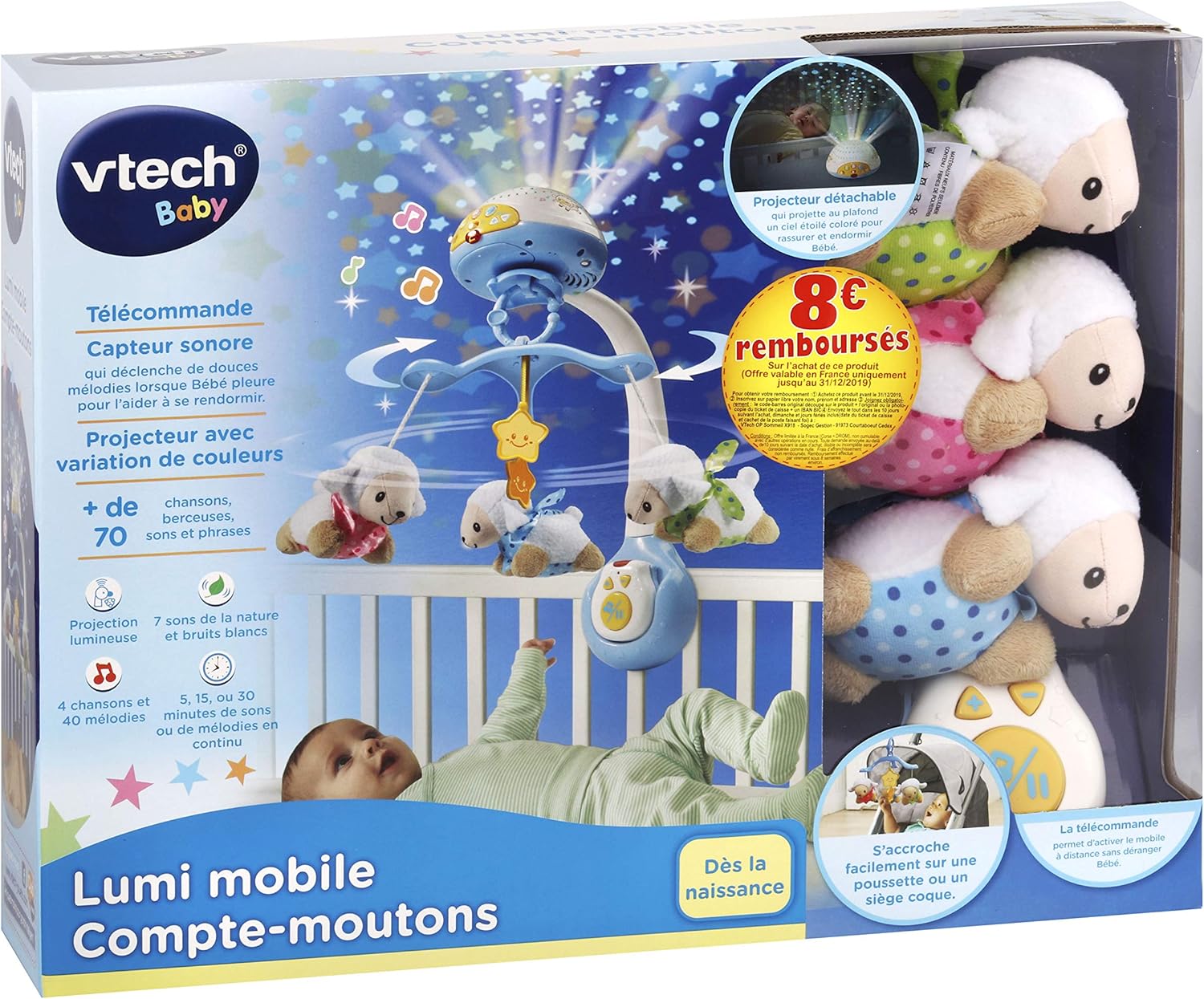 Decoration De La Maison Decorations Pour Chambre De Bebe Vtech Lot De 8 Lumi Mobile Compte Moutons Bleu Blanc Avec Duracell Ultra Power Piles Alcalines Type a Napravi Rs