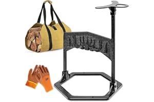 ANDRTI Firewood Kindling Splitter, XXL Upgraded Patented Manual Log Splitter Wedge, Open Top Ring Design, Could Accomodate Larger Logs, 15.8'' Tall Heavy Duty Wood Cracker with Firewood Tote Bag【Xin】