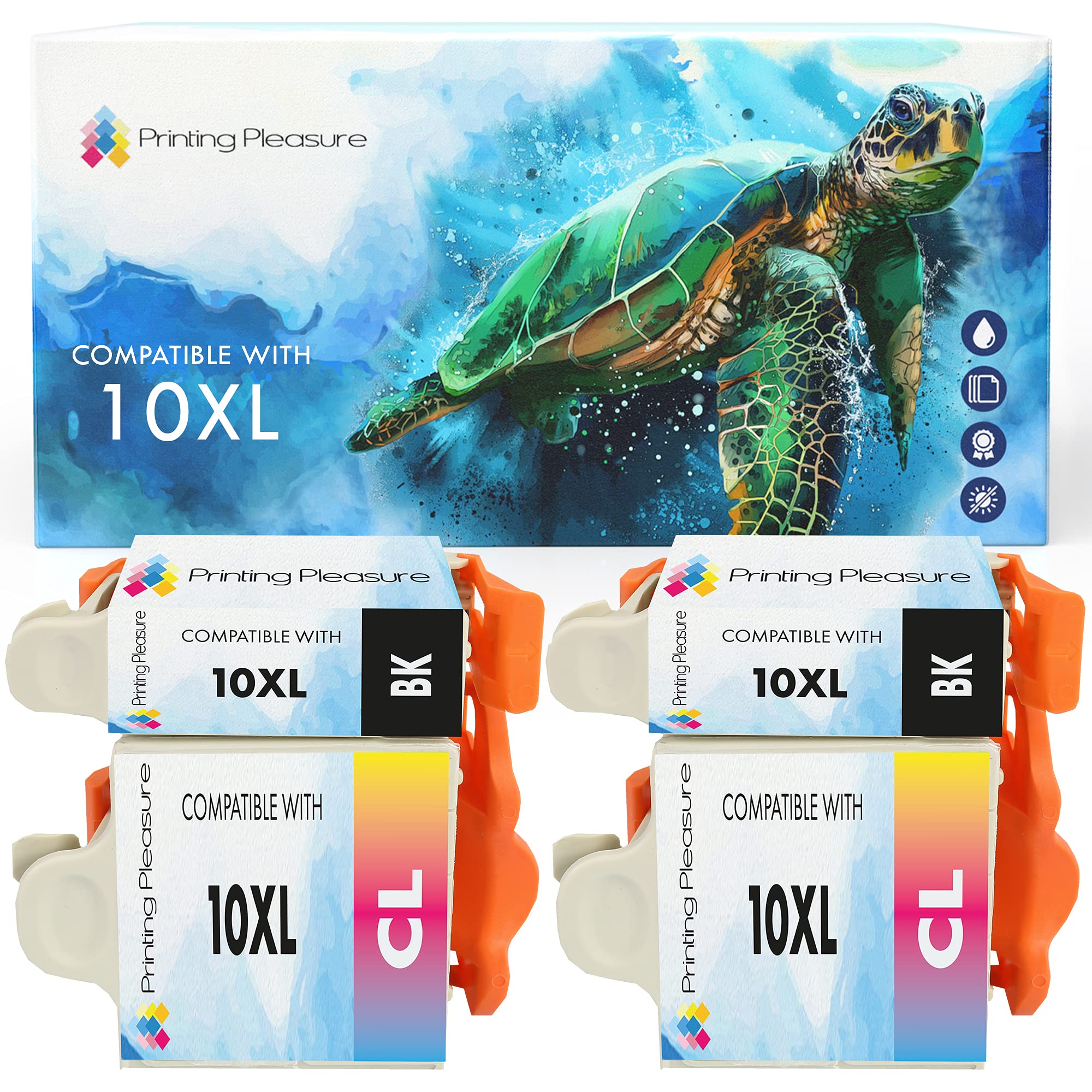 4 XL (2 SETS) Compatible 10B & 10C Ink Cartridges for Kodak ESP 3 5 7 9 3200 3250 5000 5100 5200 5210 5250 5300 5500 6100 6150 7200 7250 9200 9250 Hero 6.1 7.1 9.1 - Black/Colour, High Capacity