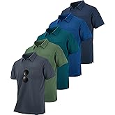 ZITY 5 Pack Polo Shirts for Men with Pocket Dry Quickly Short Sleeve Athletic Outdoor Work Collared Shirts