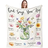 Julazy Christian Gifts for Women Blanket 50"X60", Gifts for Christians/Catholic God Says You are Blanket with Flowers, Baptism, Religious, Inspirational, Confirmation Gift for Girls Kids