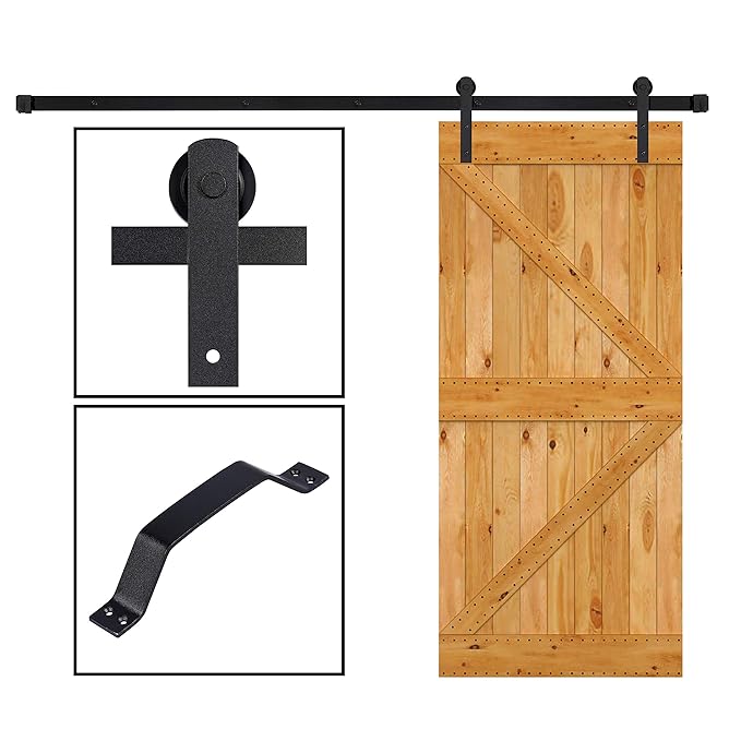 skysen 6.6FT Sliding Barn Door Hardware Track Kit Black Step by Step