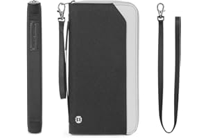 P TRAVEL · DESIGN Travel Passport Holder for Family - RFID Large Travel Passport Wallet with Airtag & Card Holder Women Men, Lightweight Passport Cover Case Book Travel Document Organizer with Zipper Pocket,Black