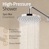 KES 8-Inch Rainfall Shower Head Fixed Round Chrome Swivel Ball Adjustable view 2
