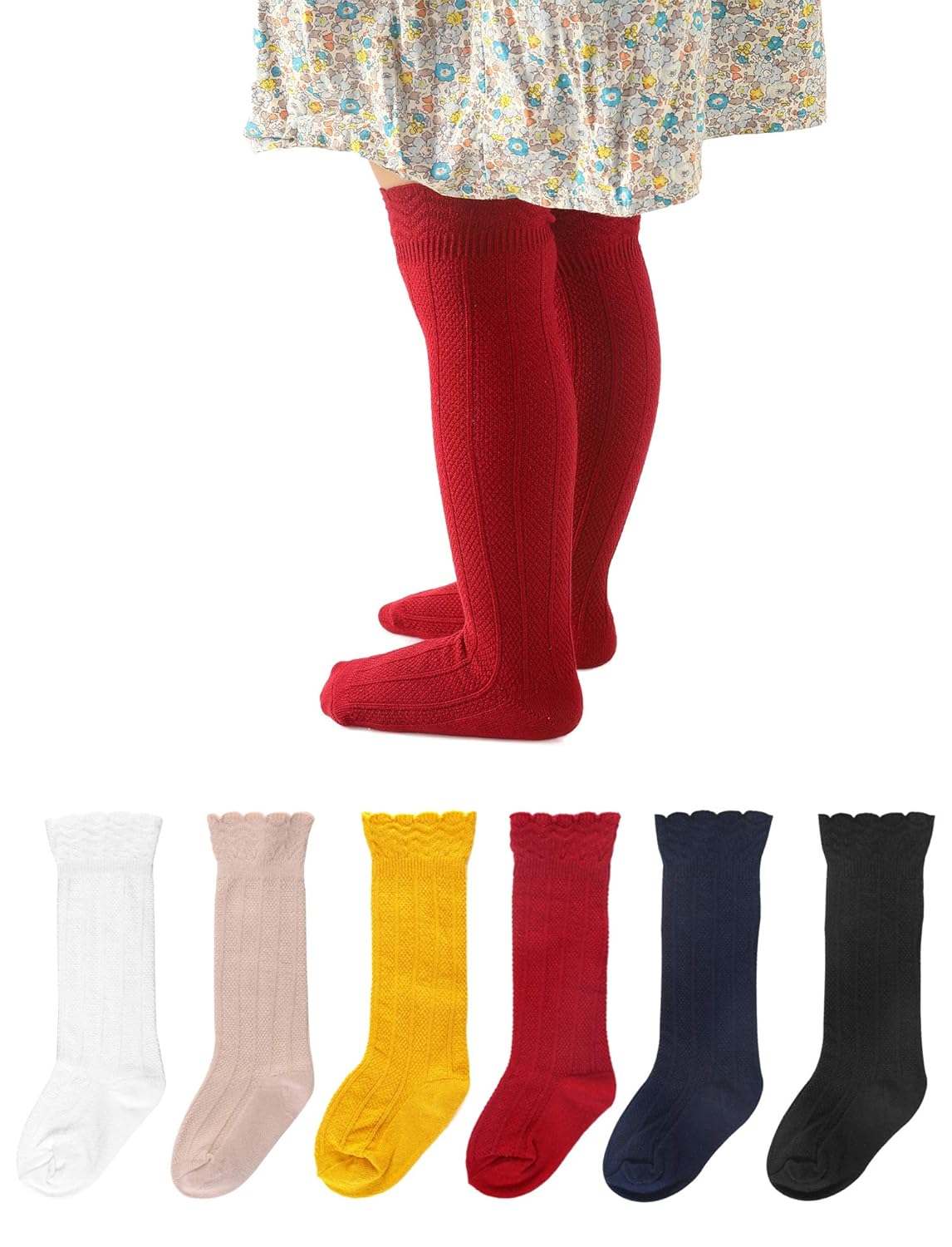 Buy Dicry Little Girls Knee High Socks 35T Tube Ruffled Uniform Long