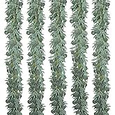 Kisflower 5 Pack 6.56FT Green Eucalyptus Garland for Decoration Table with Willow Leaves Greenery Garland Fake Hanging Plants Vines for Wedding Arch Decor Party Room Home Garden Office Wall Decor