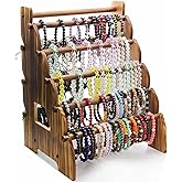 Wooden Bracelet Holder 8 Tier Jewelry Bracelet Display Stand, Portable Organizer for 150-240 Bangles & Scrunchies - for Vendors,Retail Stores, Craft Shows, and Home Storage (vintage)
