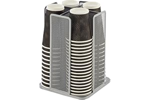 Annova Lid Holder Storage Organizer, Plastic Paper 360°Rotating Coffee Cup Dispenser with 4 Compartments, Multifunctional Cup