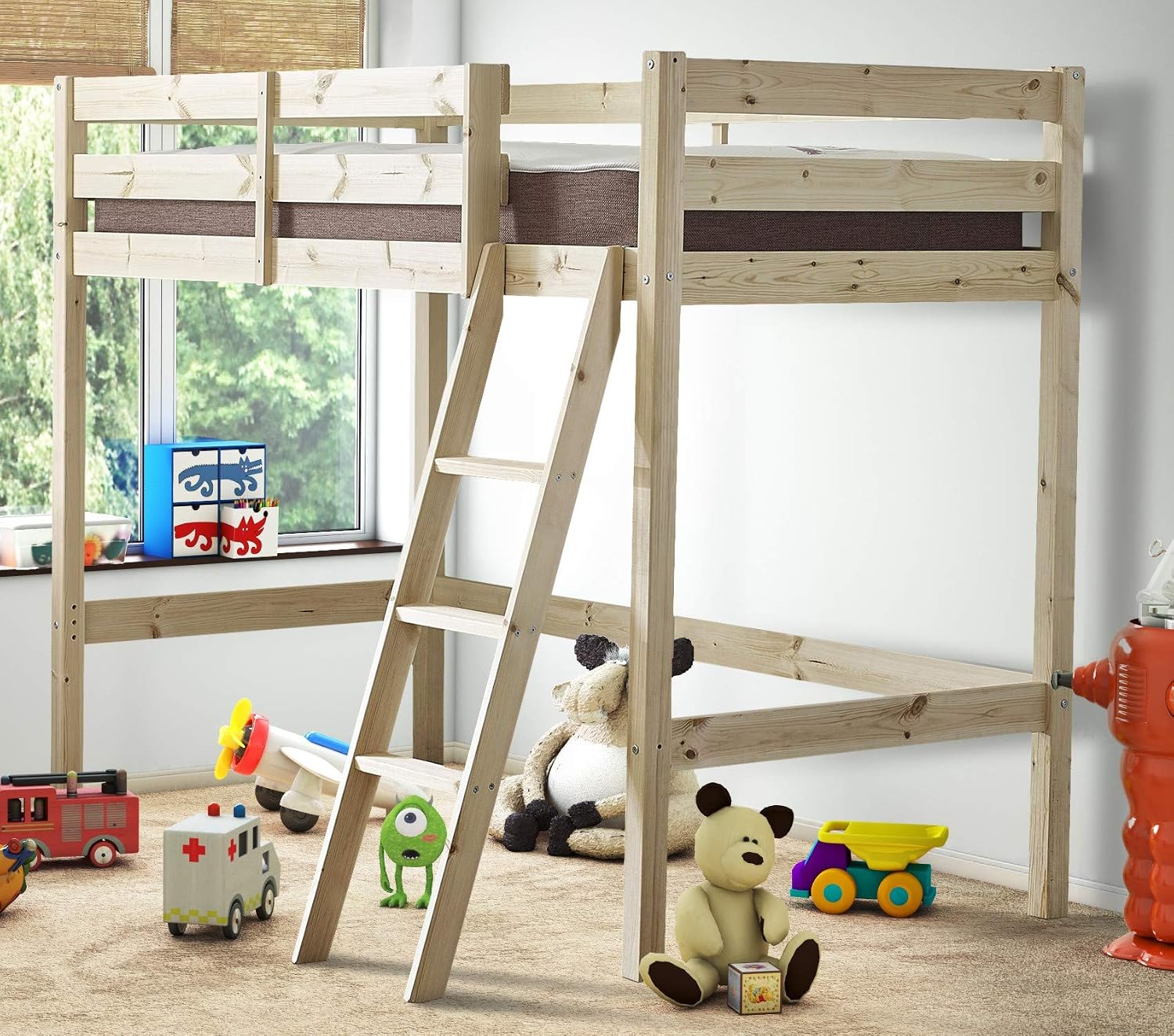 Strictly Beds and Bunks - Oscar High Sleeper Loft Bunk Bed with Sprung Mattress (15 cm), 3ft Single - Image 3