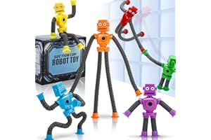 URCHOICE Robot Suction Cup Toys Pop Tubes | 6 PCS-Stretchy Sensory Fidget Toys for Kids Ages 3+ | Perfect for Travel, Party Favors,Autism, Stress Relief Stocking Stuffers
