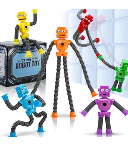 thumbnail image 2 of Giraffes In Scarves Orchard Toys YAHAZORR Pop Tubes Robot, Telescopic Suction Cup Toy, 4PCS Shape Changing Telescopic Tube Fidget Toys For Toddlers Boys Girls Educational Flexible Stretchy Robots Party Favors Travel Toys 2 of 11