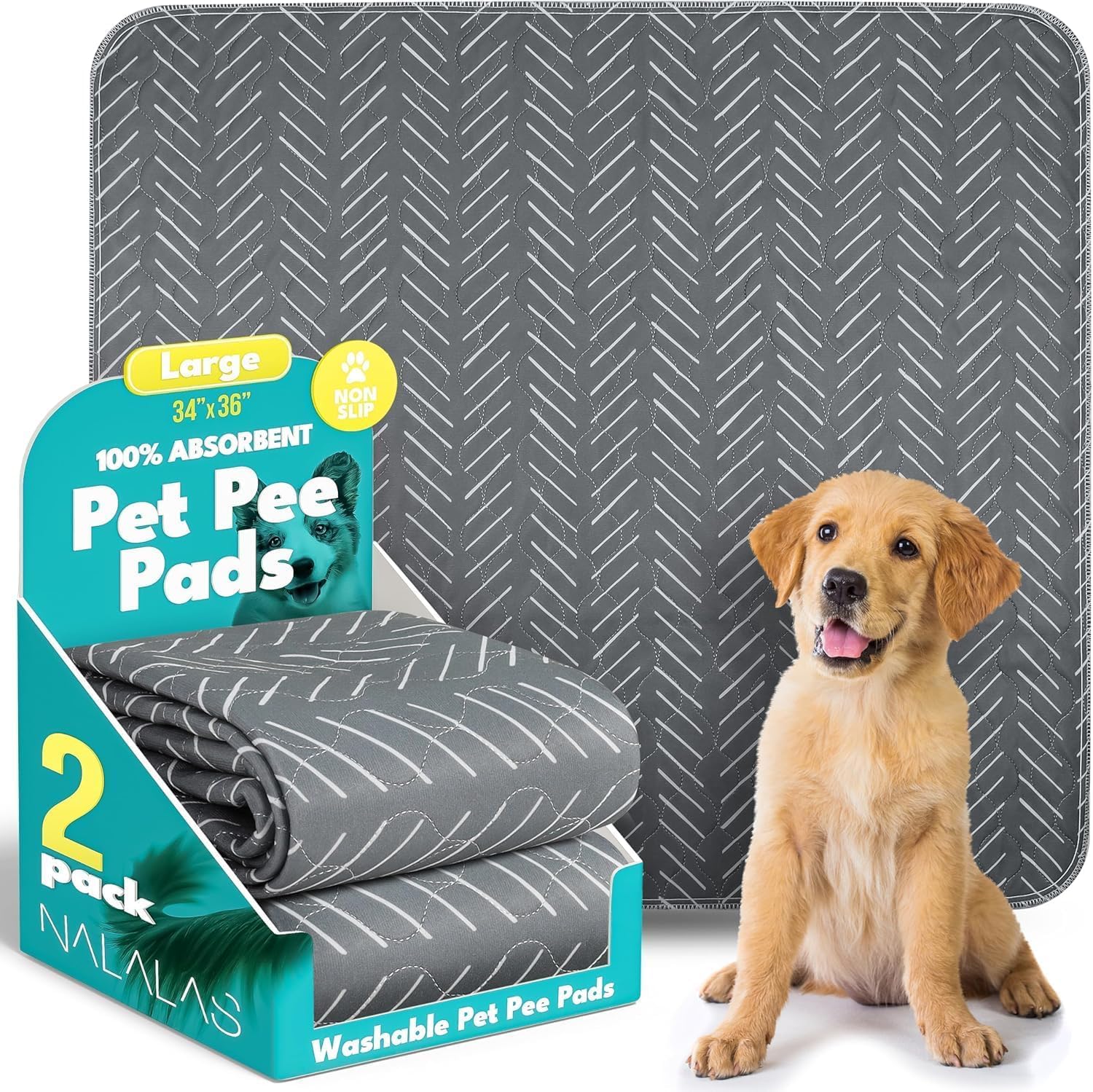 Photo 1 of NALALAS Large Washable Pee Pads for Dogs | Reusable, Waterproof & Ultra Absorbent Puppy Pads | Dog Pee Pads, Anti-Slip, Leakproof & Quick Dry Pet Training Mat | Whelping Pad, Puppy Mat & Crate Pad