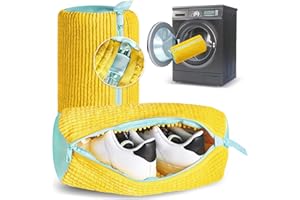 XPIZO Shoe Washing Machine Bag 2PCS Shoe Laundry Bag for Washer and Dryer Deep Clean for Tennis Shoes, Sneakers and Slippers with Self-locking Zipper (Yellow)