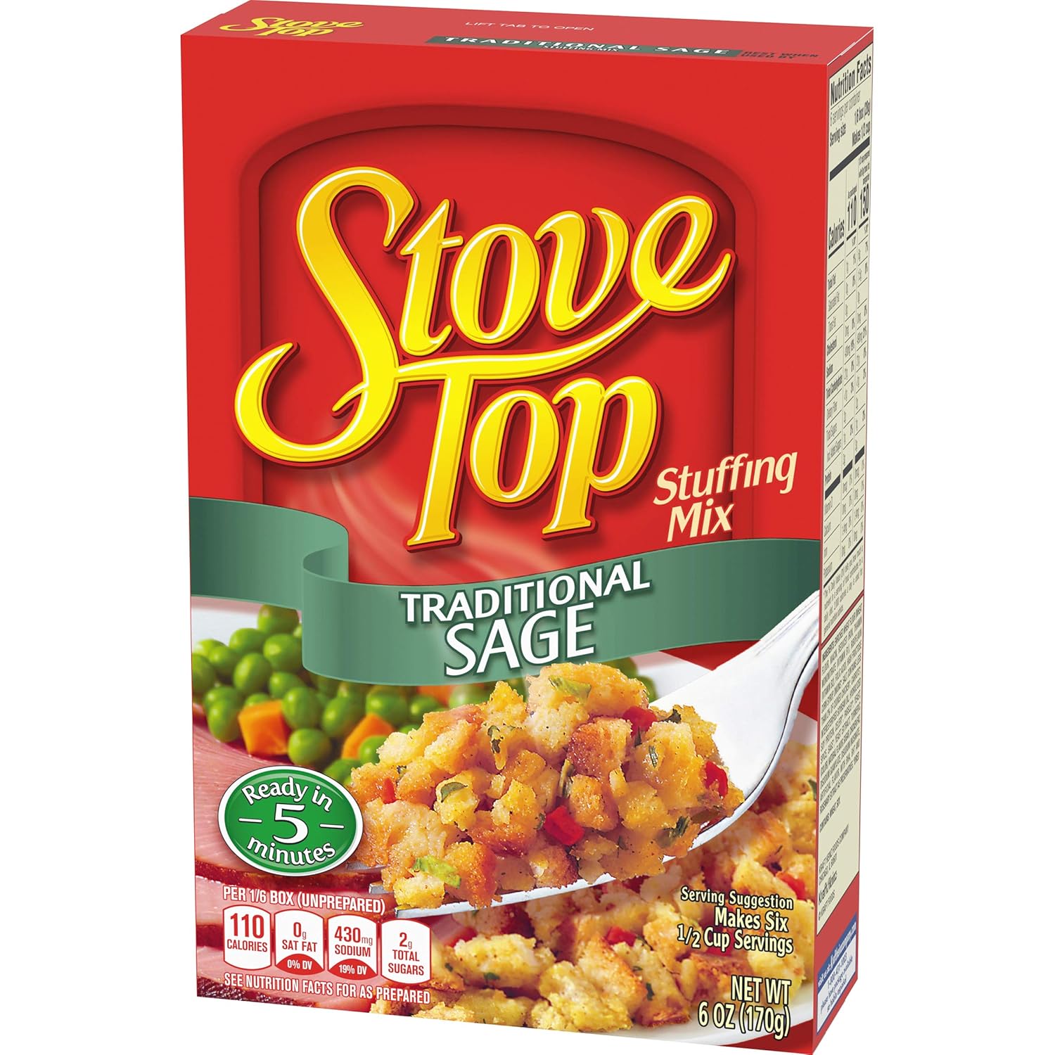 Amazon Com Stove Top Stuffing Mix Traditional Sage 72 Ounce Pack Of 12 Packaged Stuffing Side Dishes Grocery Gourmet Food