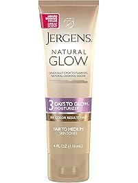 Jergens Natural Glow 3 Days to Glow Moisturizer for Body, Fair to Medium Skin Tones, 4 Ounces