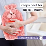 Volila 3.5L Extra Large Hot Water Bottle with Pink Faux Fur Cover view 6