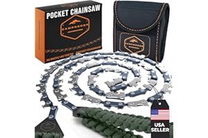Pocket Chainsaw with Paracord Handles - Army Green 65Mn Heavy Duty Steel Pocket Saw - 48 Teeth Survival Saw - Hand Chain Saw - Cable Saw - Camp Saw - Survival Gear - Backpacking Saw - CAMPNDOOR