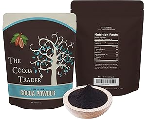 Black Cocoa Powder for Baking- All Natural Alkalized Unsweetened Cocoa for Coloring Agent in Baked Goods - Dutch Processed With Smooth Mellow Flavor - 1 LB, The Cocoa Trader