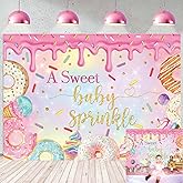 Sprinkle Baby Shower Backdrop Colorful Confetti Sprinkle Donut Newborn Photography Background Donut Grow Up Theme Girl Baby Shower Party Cake Table Decoration Banner (7x5FT（210x150cm）)