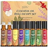 Essential Oils Roll On Set for Women 8pcs Essential Oil Roller for Skin Christmas Birthday Thanksgiving Mother's Day Gifts Lavender Frankincense Peppermint Bergamot Lemongrass Cinnamon Rose Clary Sage