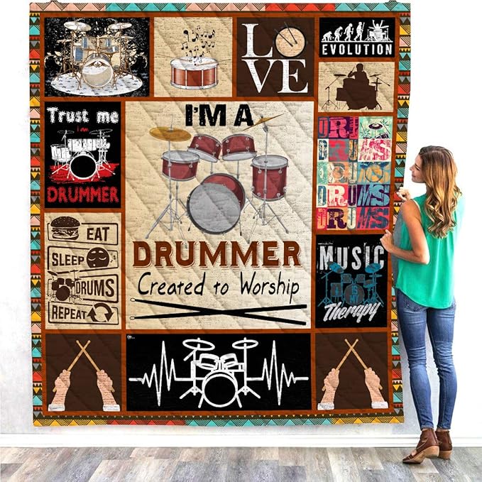 VTH Global Drummer Drums Player Quilt Blanket Twin Queen