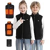 Hecusma Kids Heated Vest with 7.4V 12000mAh Battery Pack, Youth Heated Vest Kids Fleece with 5 Heating Zones for Boys Girls