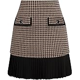 Kate Kasin Women's Casual Plaid High Waist Pleated A-Line Uniform Mini Skirt