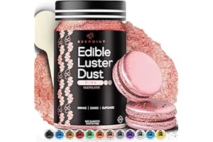 BeePoint Pink Edible Luster Dust 15g - Food Grade, Vibrant Color Shimmer Powdered Dust for Drinks, Cocktails, Cake Decorating, Baking, Chocolates, Candy, Sweets, & Cookies - Vegan & Gluten Free