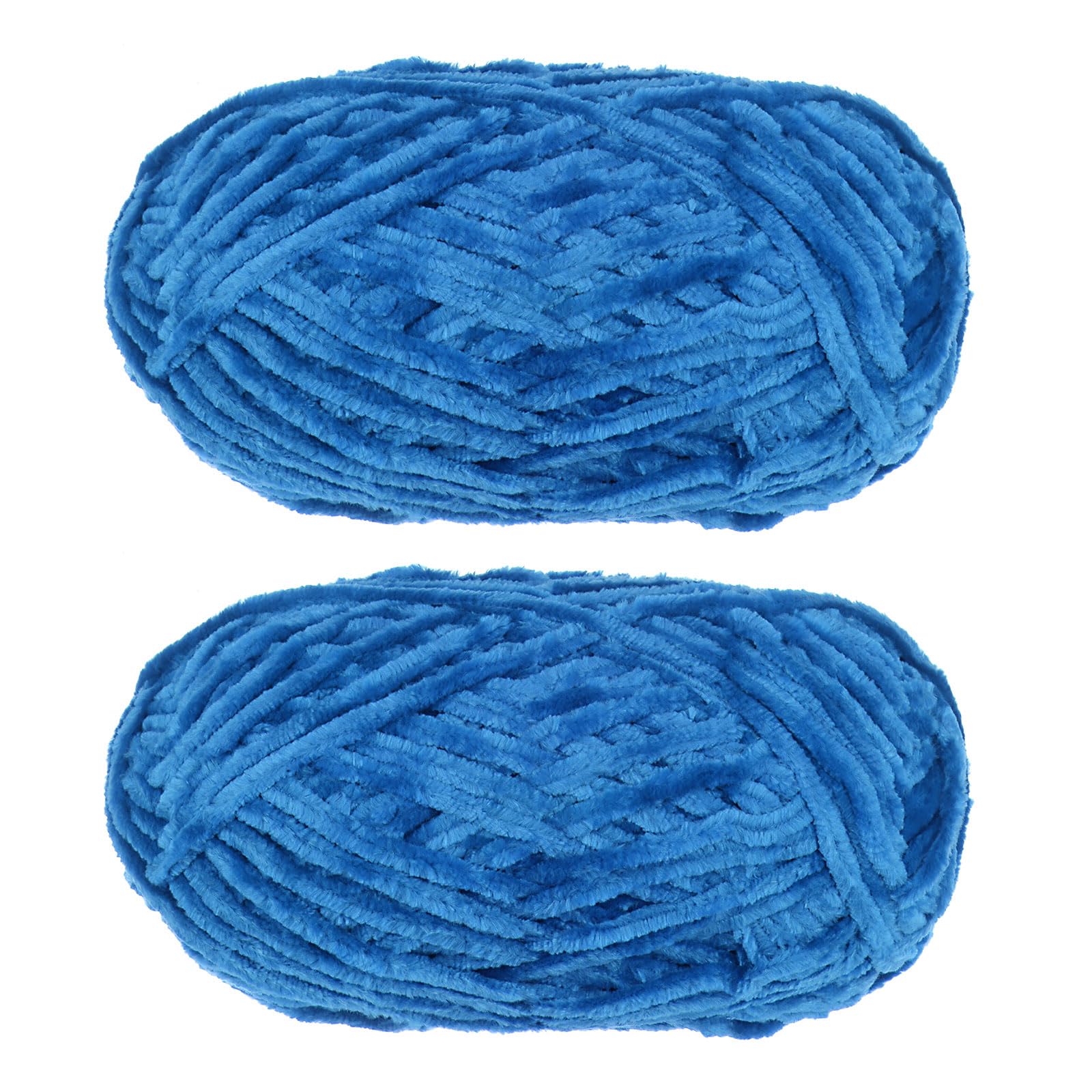 UXCELL 2 Skeins Velvet Chenille Yarn - 2x100g/7.1oz, 174 Yards, Super Bulky Polyester Soft Blanket Yarn for Knitting, Weaving, Bags - Sapphire