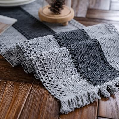 Weldomcor Macrame Table Runner Grey Boho 30x180cm with Tassels