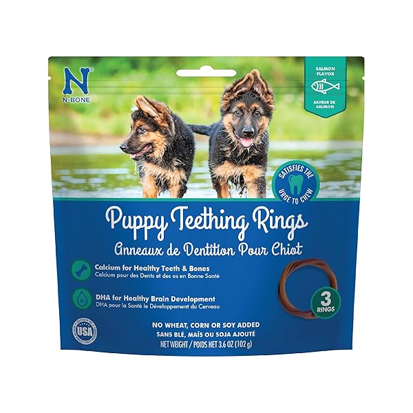 N-BONE PUPPY TEETHING RINGS SALMON FLAVOR DOG TREAT,...