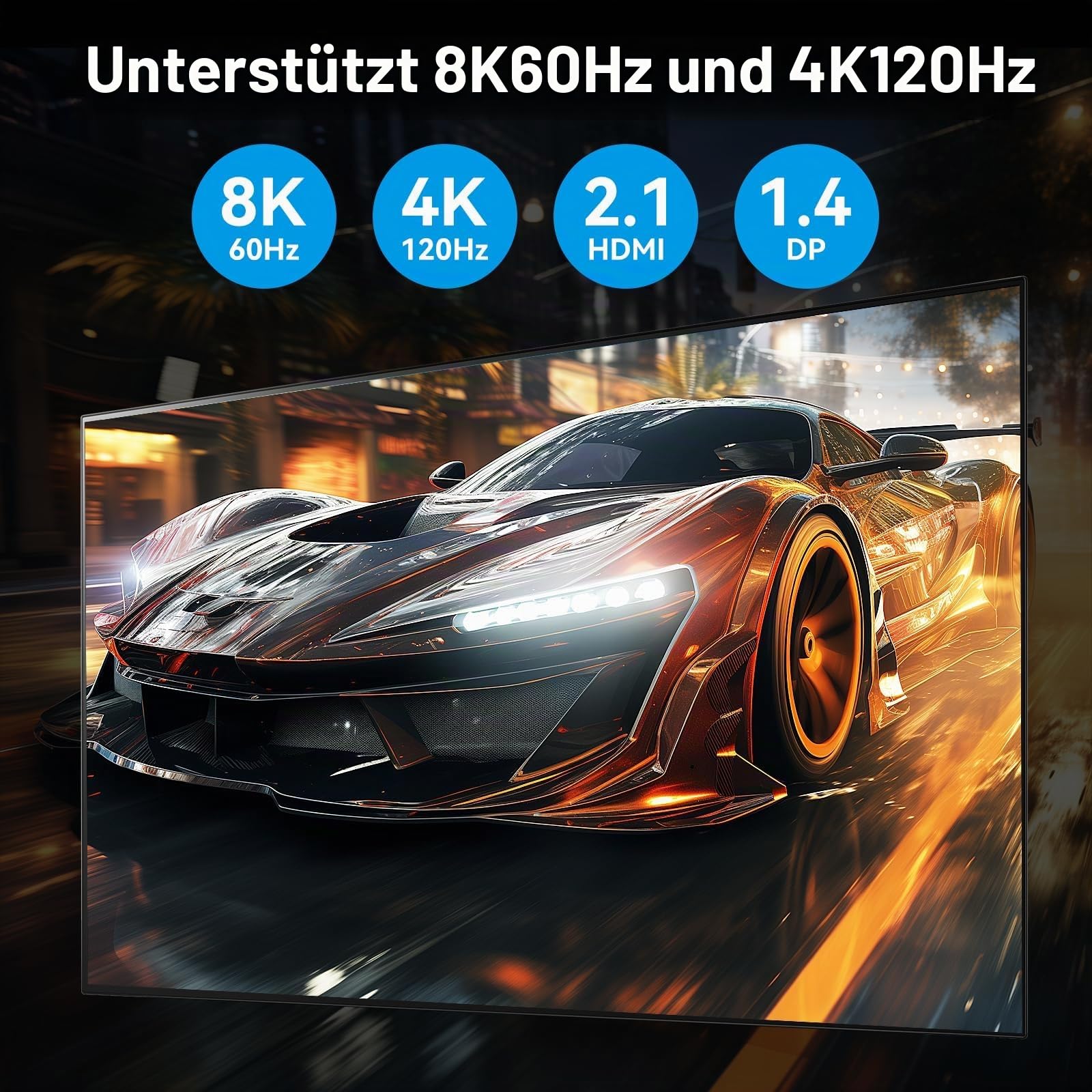 VPFET 2 Displayport HDMI KVM Switch 2 PC 3 Monitore 4K144Hz 8K60Hz Triple Monitor KVM Switches für 2 Computers Share 3 Monitore mit 4 USB 3.0 Ports Inklusive 2 USB 3.0 Kabeln und Externer Steuerung 5