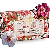 Wavertree & London Japanese Plum Scented Natural Soap Bar, 7oz Moisturizing French Triple Milled Soap Bar for Women & Men Enriched with Organic Shea Butter, Pure Bath & Body Soap (1 Bar)
