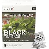 VIXI Black Tea Bags, 150 Counts, Vietnam's Mountain Tea, Bold Flavored, Caffeinated, Tagless, Sugar Free, Asia, 100% Natural from Ancient Tea Tree for Hot and Cold Brew