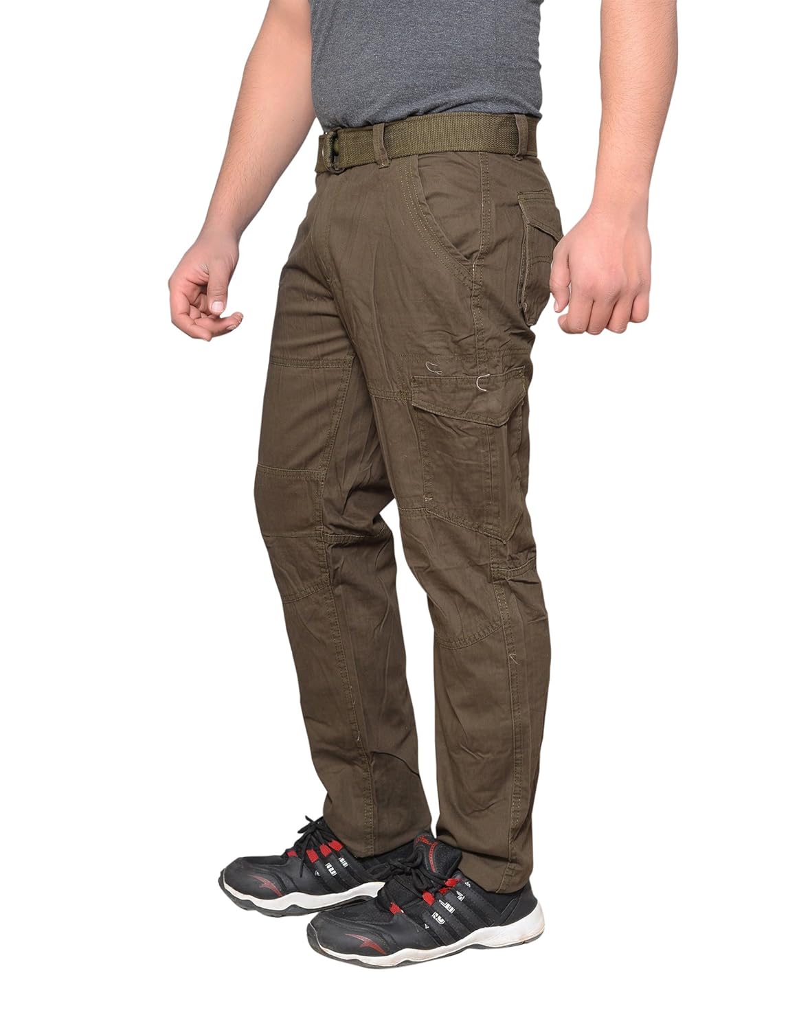 krystle men's cotton stylish cargo trouser pant 6 pocket green