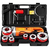 VEVOR Electric Pipe Threader, 2300W Pipe Threading Machine with 6 Dies 1/2"-2", 110V Hand-held Pipe Threader Machine with Copper Motor, Portable Electric Pipe Threading Kit with Carrying Case