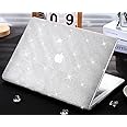 KEROM Rhinestone Case for MacBook Pro 13 inch 2024-2016 M2 M1 A2338 A2289 A2251 A2159 A1989 A1706 A1708, Luxury Bedazzled Bling Shiny Sparkle Glitter PU Leather Hard Shell & Keyboard Cover, Silver